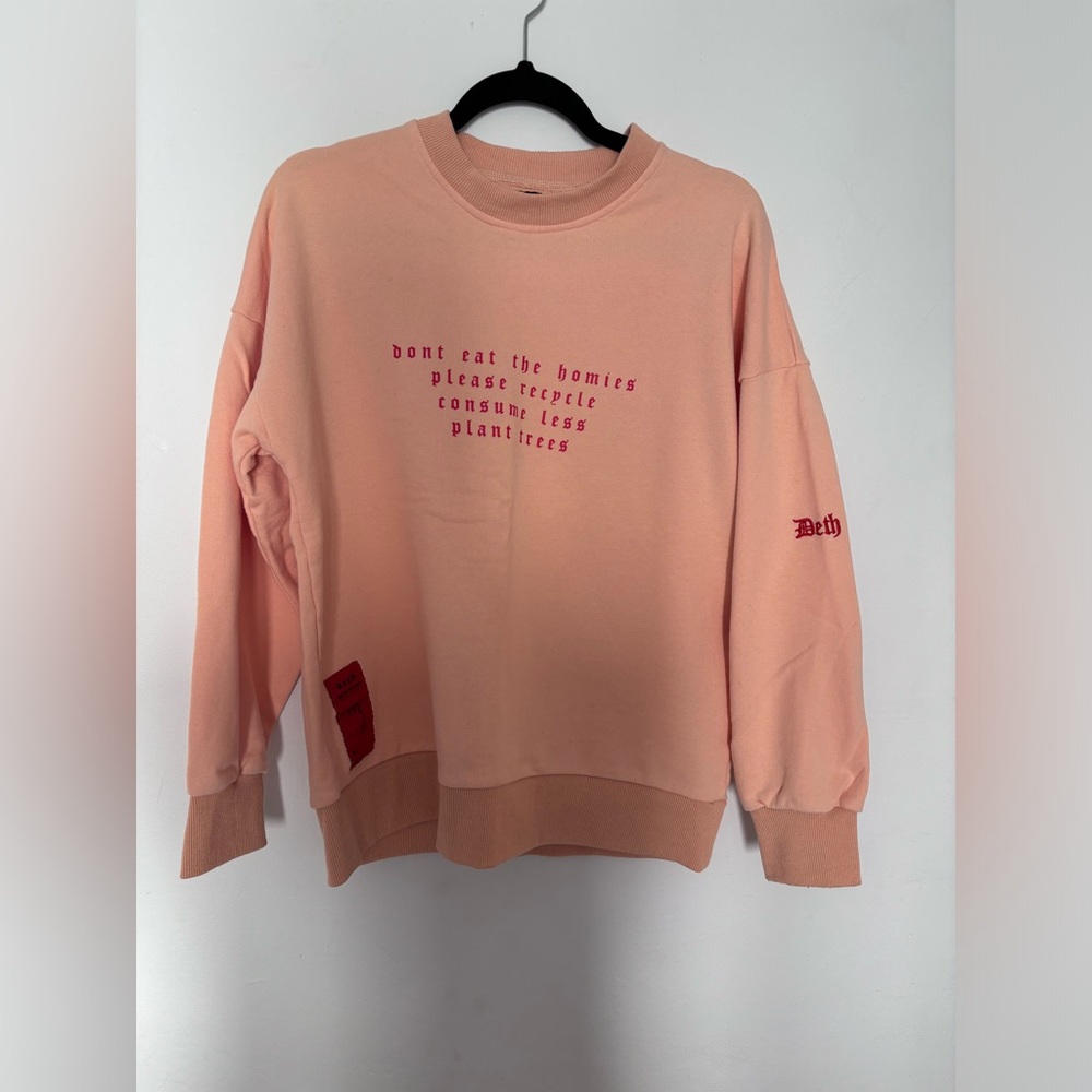 Don’t Eat the Homies DETH Peach Graphic Crewneck Sweatshirt